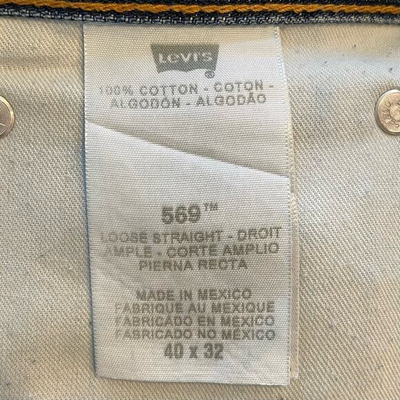 LEVI'S MENS JEANS 100 COTTON 569 LOOSE STRAIGHT LEG BLUE JEANS SIZE 40 X 32 - Picture 5 of 7